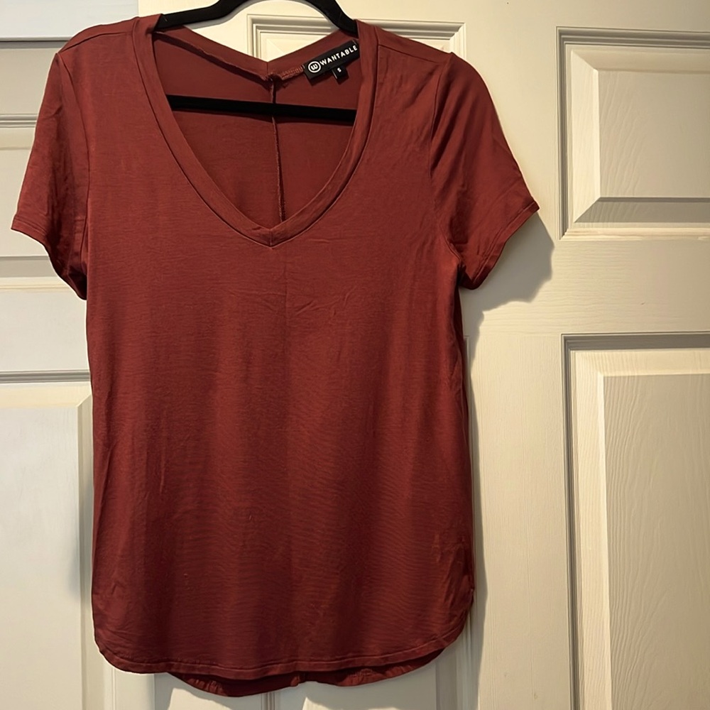 Soft Relaxed Fit V-Neck T Size S Mahogany